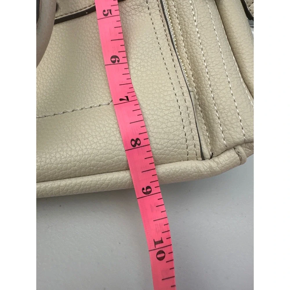 Steve Madden Cream Pebbled Satchel Crossbody Bag Gold Hardware Quilted Front